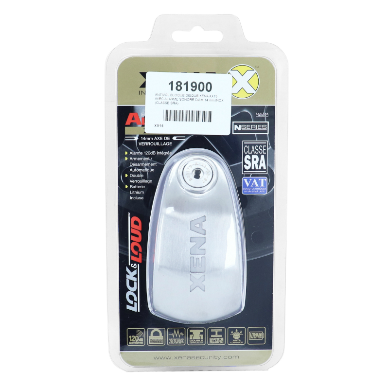 Antivol bloque disque Xena XX15 avec alarme sonore diam 14 mm inox classe SRA - vue 4
