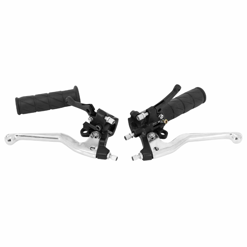 Poignée de gaz-frein cyclo adaptable MBK 41, 51, 88 levier de frein chromé (paire) - Sélection P2R - vue 2