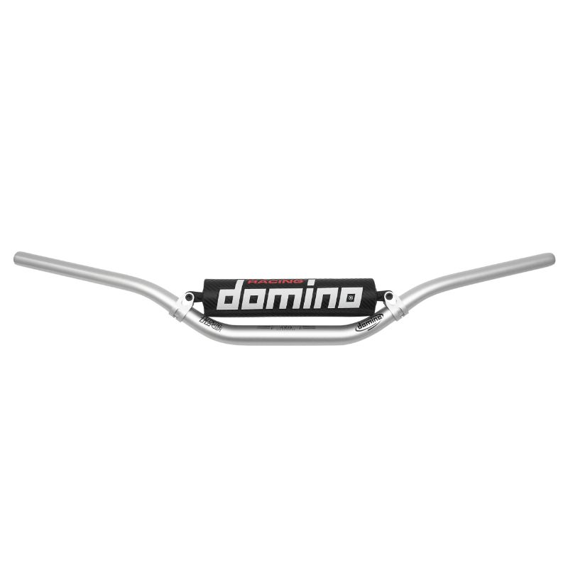 Guidon moto cross Domino aluminium diamètre 28,5 mm L810 mm H133 mm argent avec barre de renfort et mousse noire - vue 2