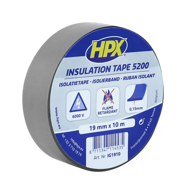 Ruban adhesif Hpx isolant 5200 gris 19 MM x 10 m (resistance de -50°c à +80°c, 5000V) - vue 2