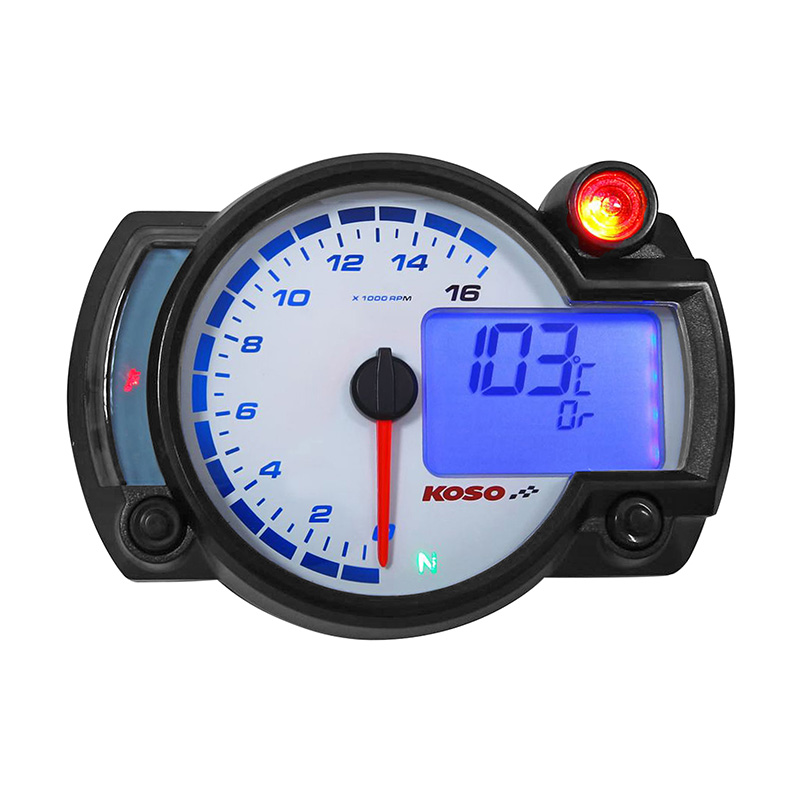 Compte tours Koso RX2NR noir 0 a 16 000 TRS + thermometre et shiftlight (100,7X135,7X52MM) - vue 3