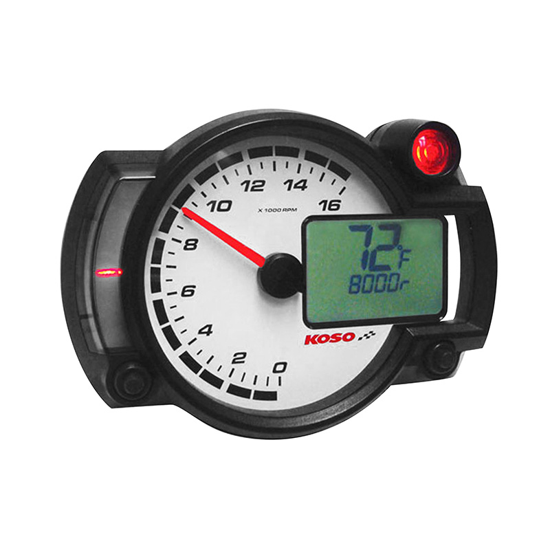 Compte tours Koso RX2NR noir 0 a 16 000 TRS + thermometre et shiftlight (100,7X135,7X52MM) - vue 4
