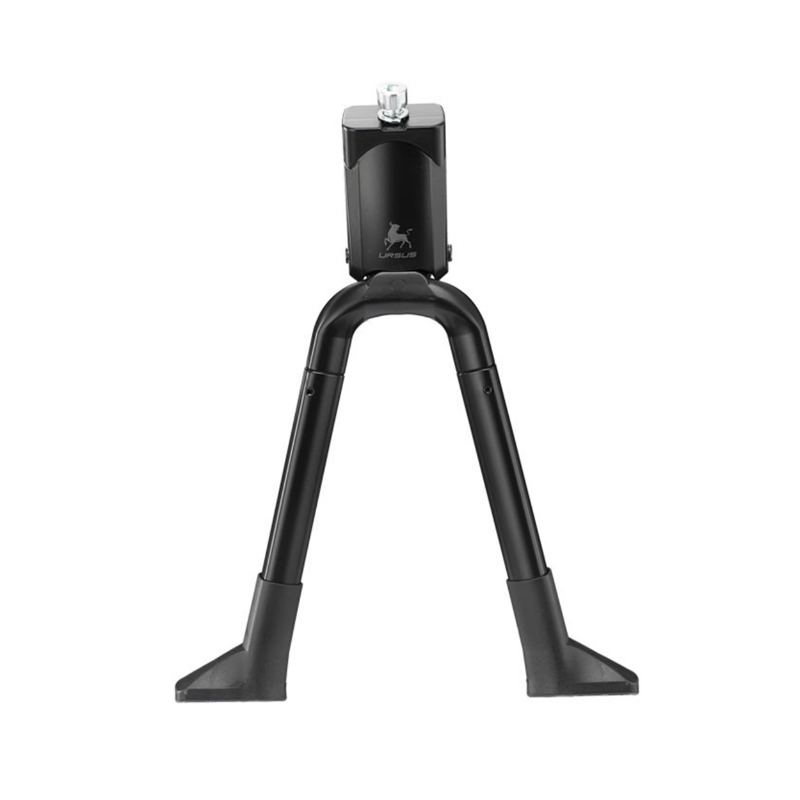 Bequille velo double centrale Ursus big foot 28"-700 pliable alu noir (300MM) - supporte poids 50KGS (livre sur carte) - vue 2