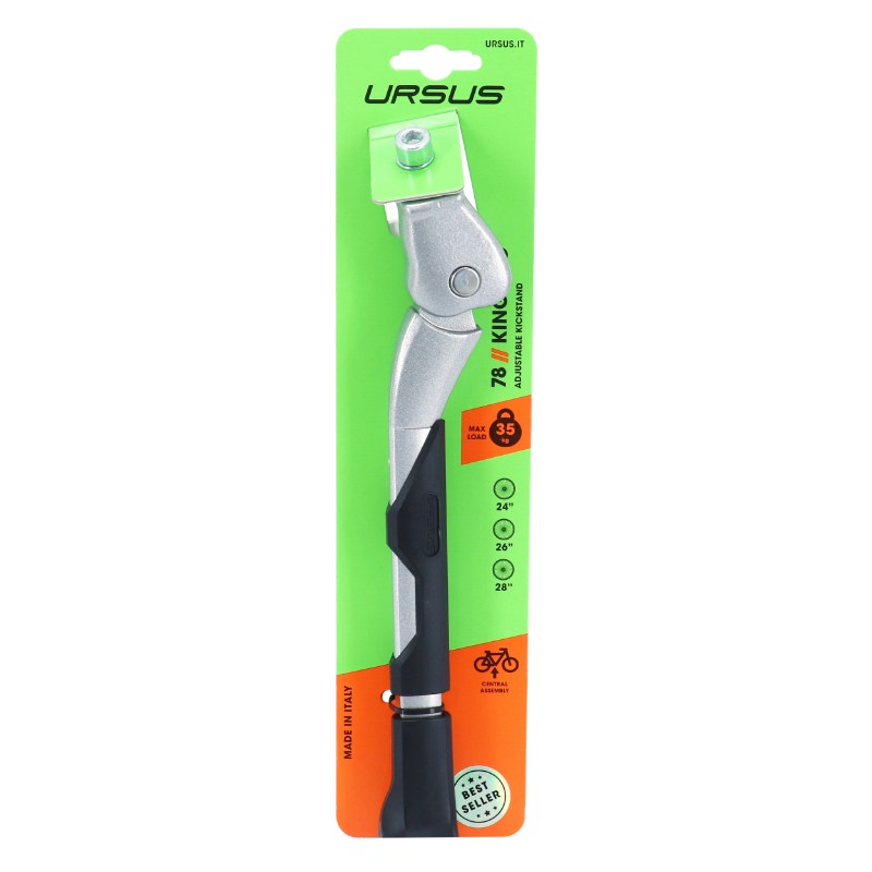 Bequille velo laterale Ursus king evo argent 24-28" renforce reglable - support 35KGS (livre sur carte) - vue 3
