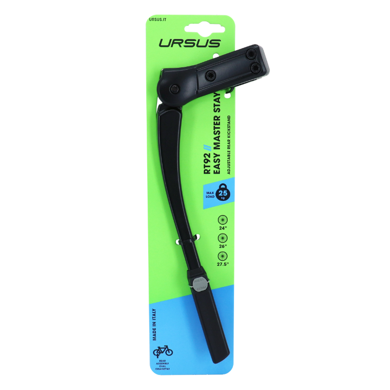 Bequille velo laterale arriere Ursus easy master 24-28'' reglable fixation base par 1-2 collier (335MM) -supporte 25KGS (livre sur carte) - vue 3