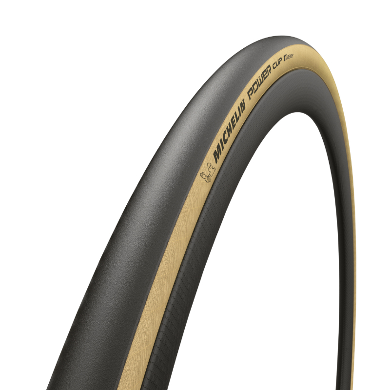 Pneu route 700 x 25 Michelin Power Cup Classic noir flanc beige tubeless ready TS (25-622)