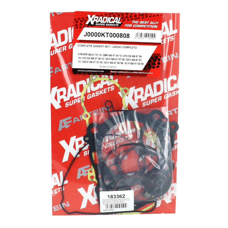 Joint moteur Xradical pour KTM 450 SMR 2008-2012, 450 SX 2009-2010, 450 SX-F 2007-2012, 450 XC-F 2008-2009, 505 SX-F 2007-2008, 505 XC-F 2008-2009 - Pochette complète - vue 2