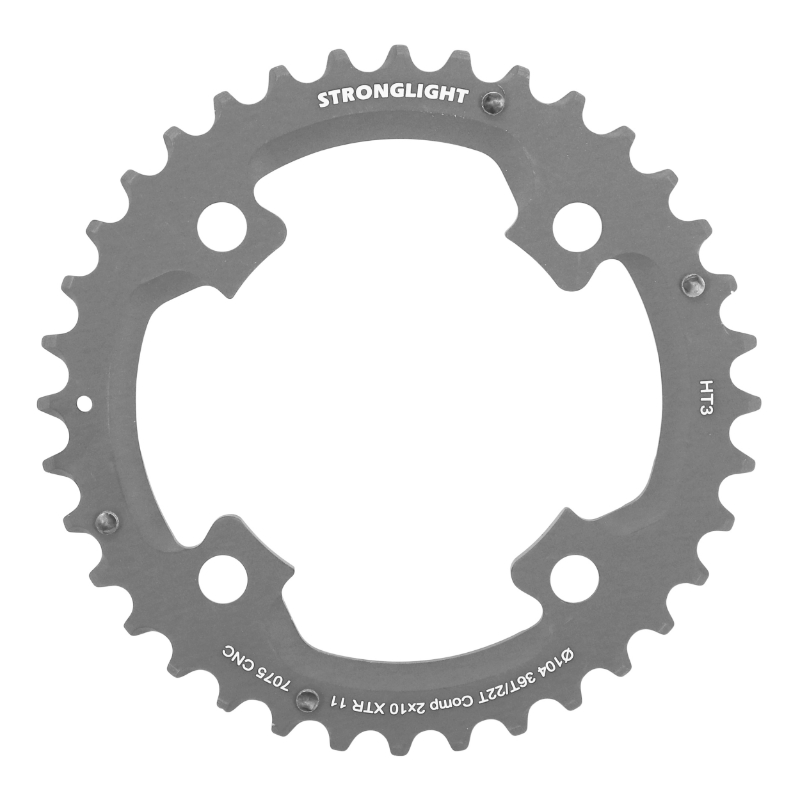 Plateau VTT 4BRA d.104 pour shimano XTR M980 Stronglight double HT3 36DTS exterieur noir (pour interieur 22DTS) non filete 10V.