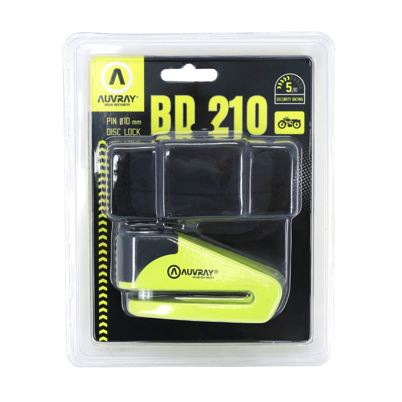Antivol bloque disque Auvray BD210 (diam 10 mm) jaune avec pochette - vue 4