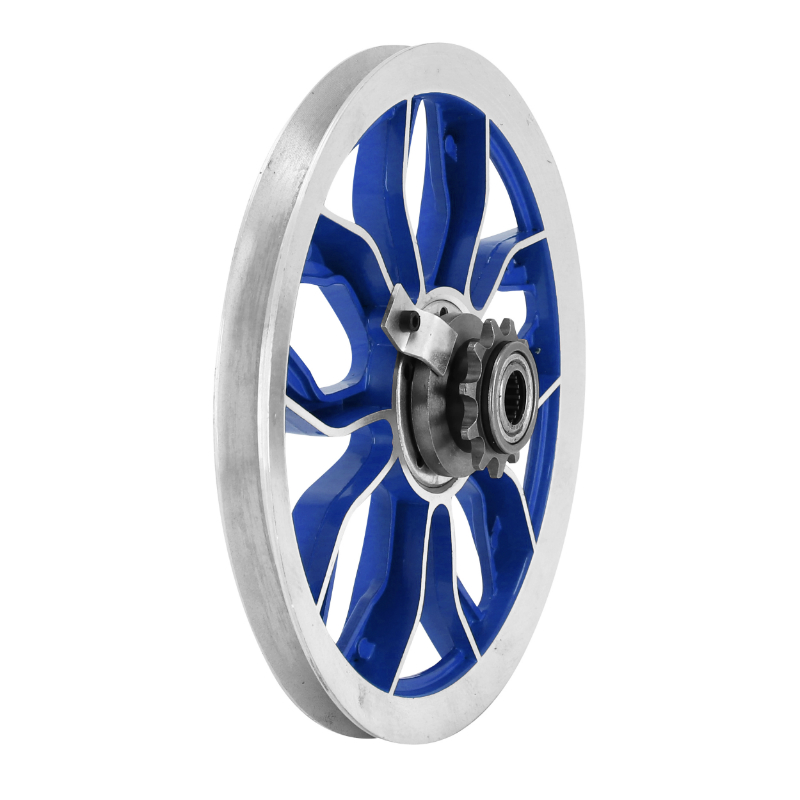 Poulie cyclo adaptable Peugeot MBK 51 103 SP MVL alu bleu avec pignon 11 DTS - vue 3