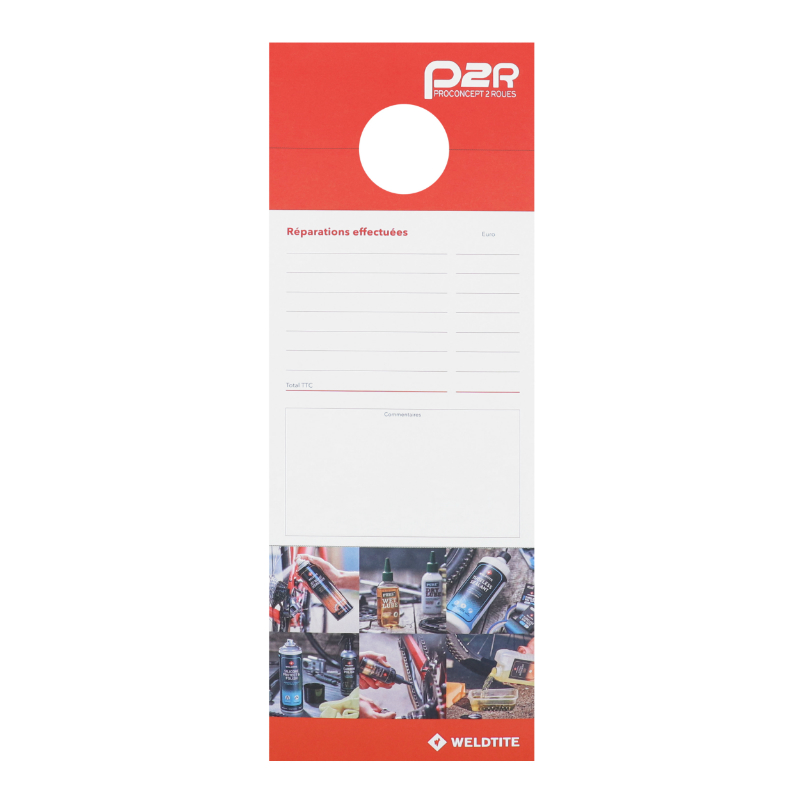 Fiche réparation vélo P2R pour atelier - Paquet de 100 fiches - vue 2