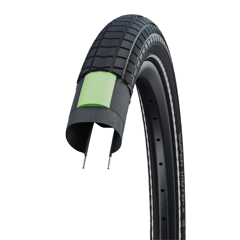 Pneu VTT Schwalbe Super Moto X 20 x 2.40 noir TR (62-406) double defense flanc reflex homologué VAE E50 - vue 2