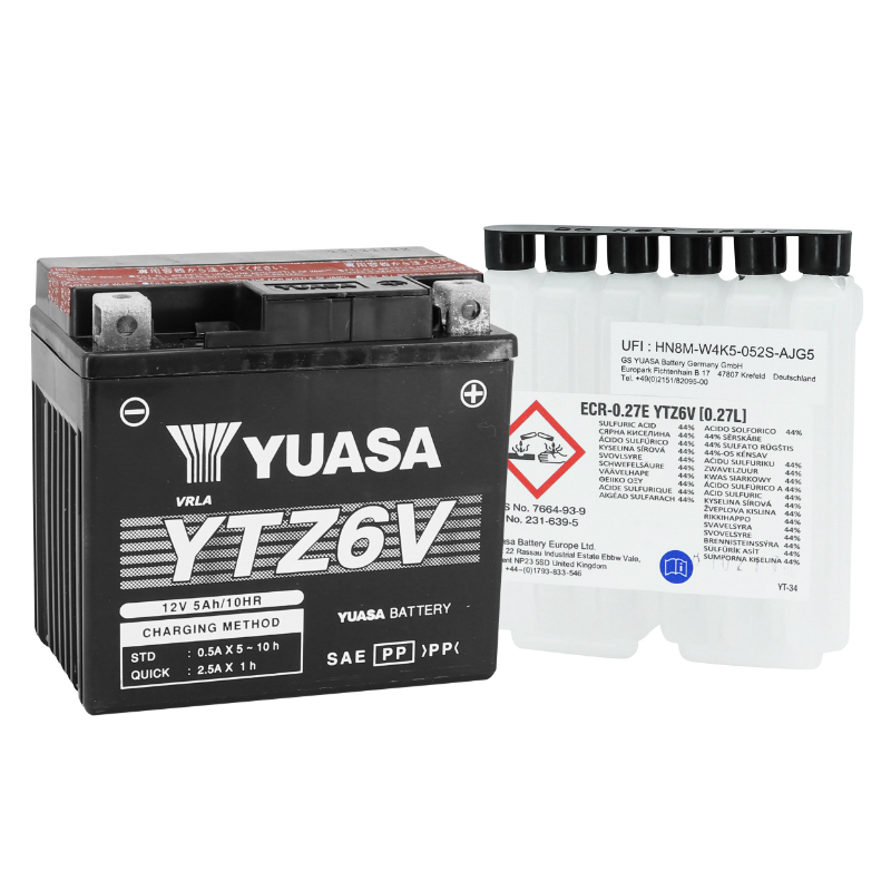 Batterie 12V 5 ah YTZ6V Yuasa sans entretien prete a l'emploi (lg113xl70xh105mm) (activee en usine-fa) - vue 2