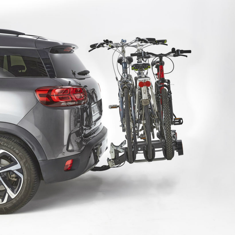 Porte velo plateforme Mottez diane inclinable pour 3 velos musculaire ou 2 velos electriques fixation rapide sur l'attelage -fabrication francaise homologue ce - charge maxi 45KGS (offre speciale) - vue 2