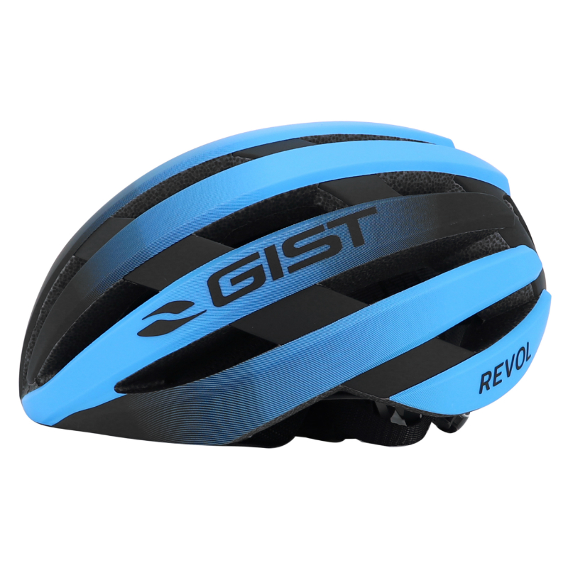 Casque vélo adulte GIST Route Revol bleu-noir femme et junior full in-mold taille 52-55 réglage molette - vue 4