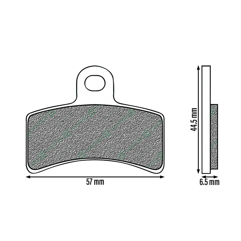 Plaquette de frein Newfren pour gas gas 125-200-250-280-320 TXT 2000+2003, 125 pampera 2004+ (l 57MM - h 44.5MM - p 6.5MM) (FD0268BD) (dirt organique) - vue 2