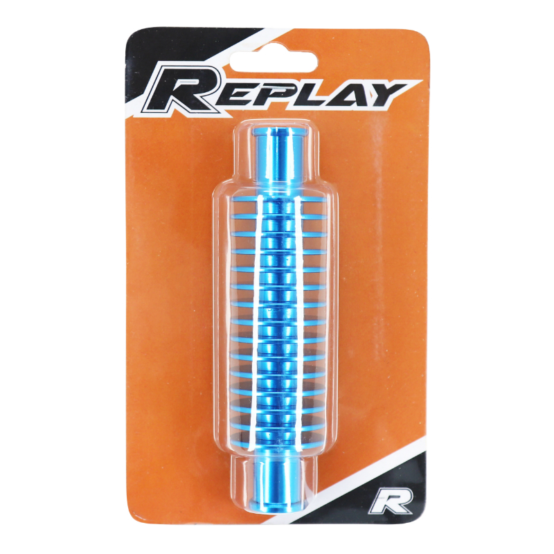 Radiateur refroidisseur durite d'eau aluminium CNC bleu rond 133 x 35 mm fixation 17 mm Replay - vue 2