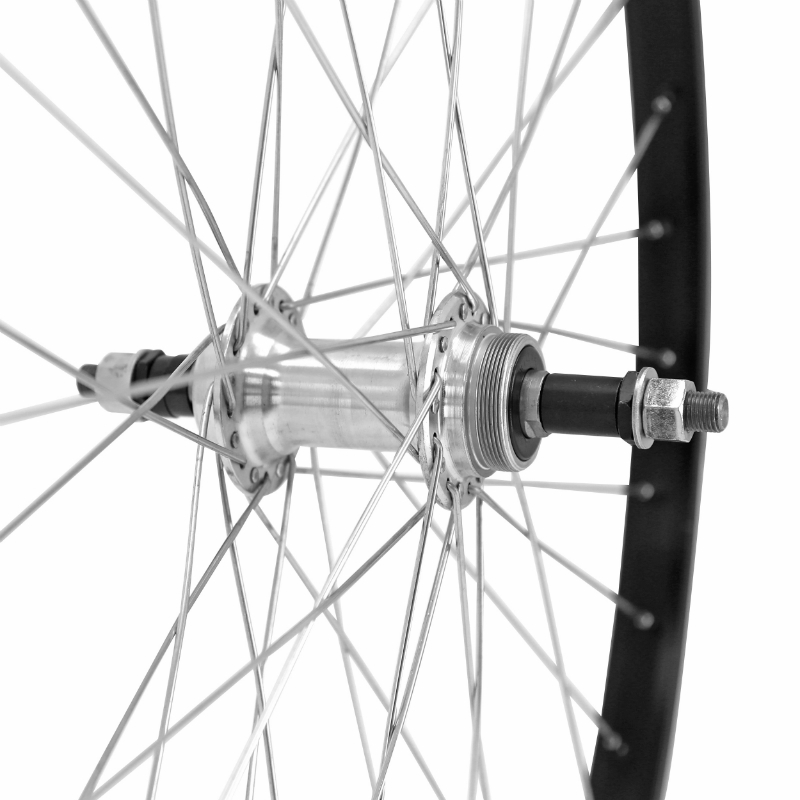 Roue VTT patin 26" M110 arriere noir moyeu argent alu axe plein roue libre 7-6-5V (vendu avec ecrou 10X100) jante 21C - vue 3