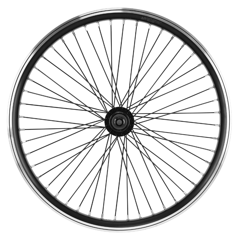 Roue BMX 20" avant noir moyeu alu noir 48T axe plein 3-8 avec écrous jante 25C VELOX - vue 2