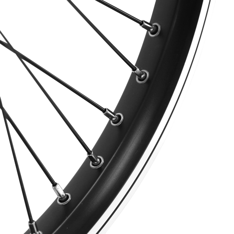 Roue BMX 20" avant noir moyeu alu noir 48T axe plein 3-8 avec écrous jante 25C VELOX - vue 3