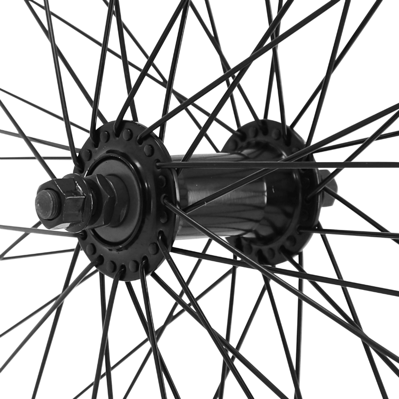Roue BMX 20" avant noir moyeu alu noir 48T axe plein 3-8 avec écrous jante 25C VELOX - vue 4