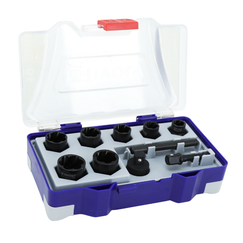 Douille d'extraction Tivoly 3-8 diamètre 10 à 19 mm avec adaptateur (coffret 10 pièces) - vue 2