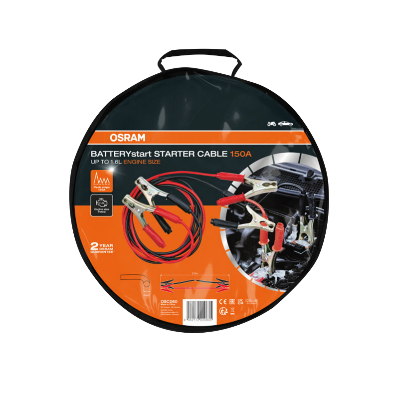 Cable de demarrage batterie 150A l 2,50M (diam cable 6 MM2) (trousse) -Osram - vue 2