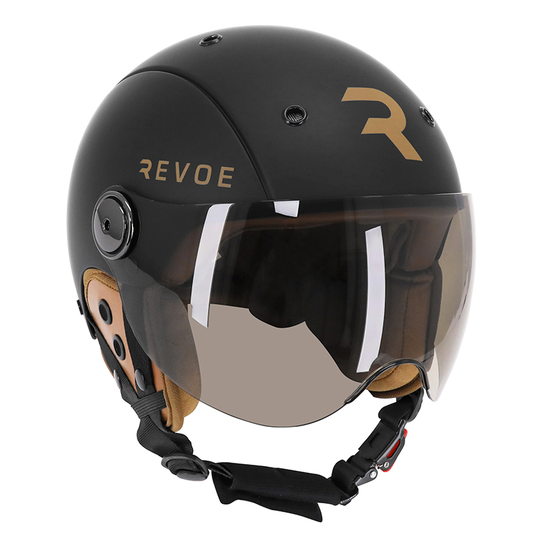 Casque vélo adulte Revoe Premium urbain-city noir mat taille 55-56 visière réglable protection oreille amovible homologation EN1078+A1 - vue 2