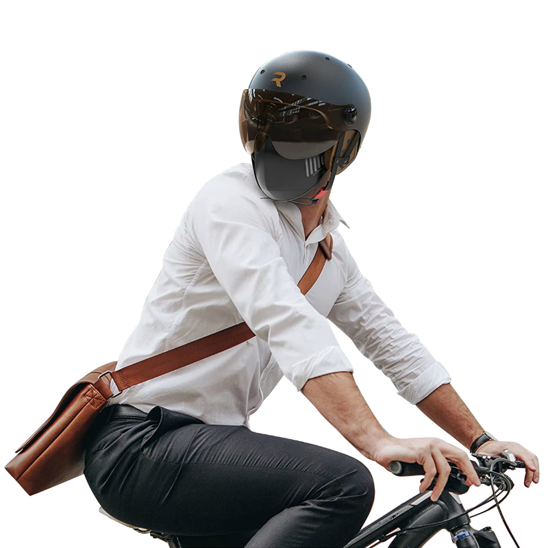 Casque velo adulte Revoe premium urbain-city noir mat taille 57-58 visiere reglable, protection oreille amovible (vendu en boite) compatible ebike et trottinette - homologation EN1078+A1 - vue 8