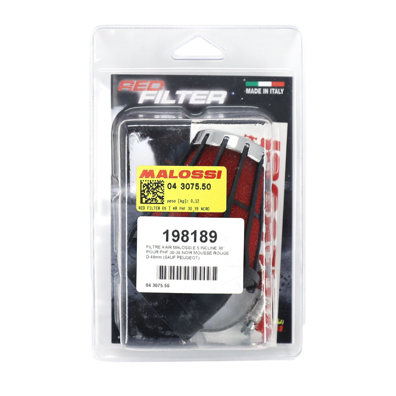 Filtre à air Malossi E5 incliné 30° pour PHF 30-36 PWK noir mousse rouge d.48 mm - vue 3