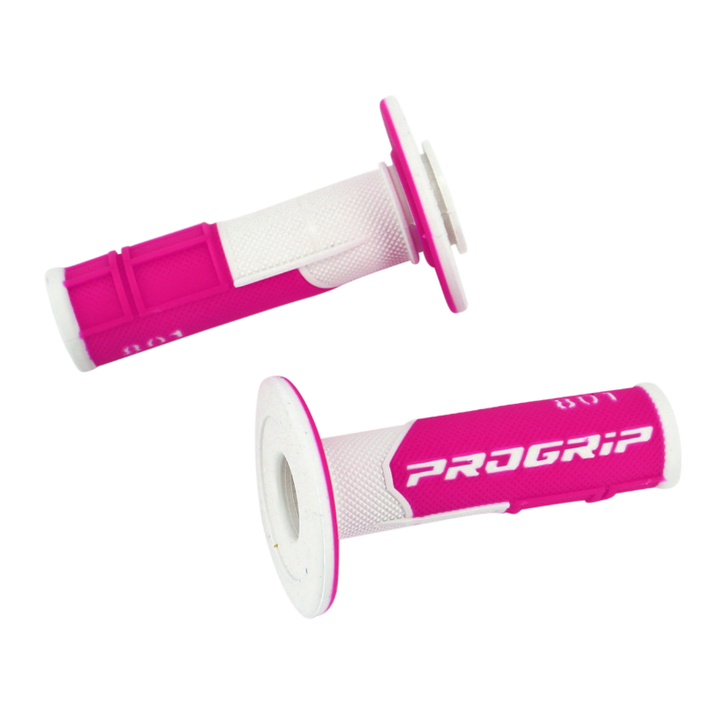 Revêtement de poignée Progrip 801 double densité fluo blanc-fuchsia 115 mm fermé (paire) - vue 2