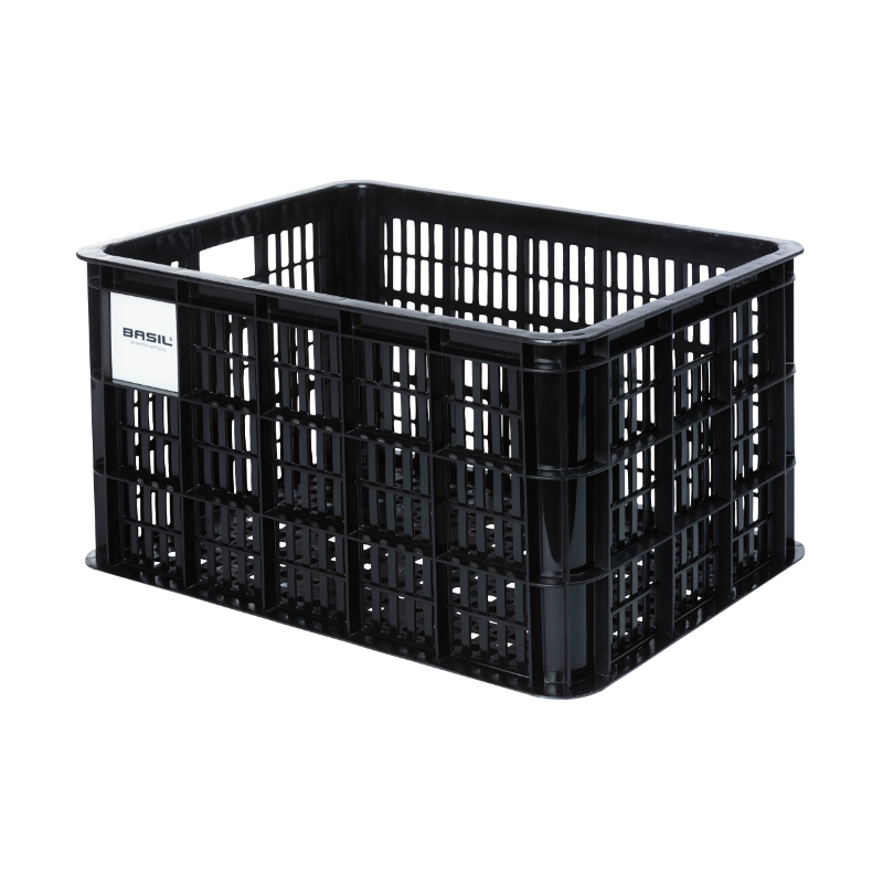 Panier caisse plastique recyclé Basil noir 40L avant-arrière 49x36x27cm - vue 7