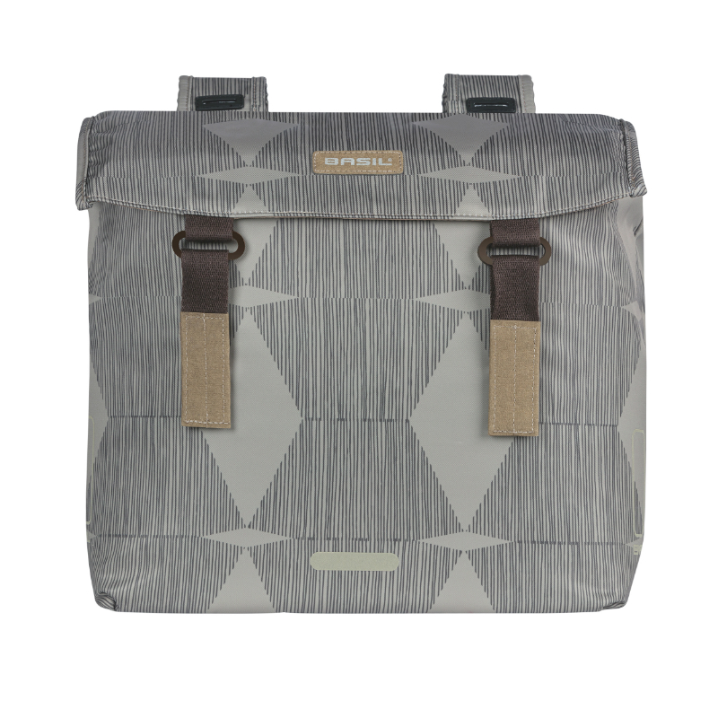 Sacoche arriere velo double Basil elegance 40L taupe fixation velcros sur porte bagage (49X36X8 CM) - vue 2