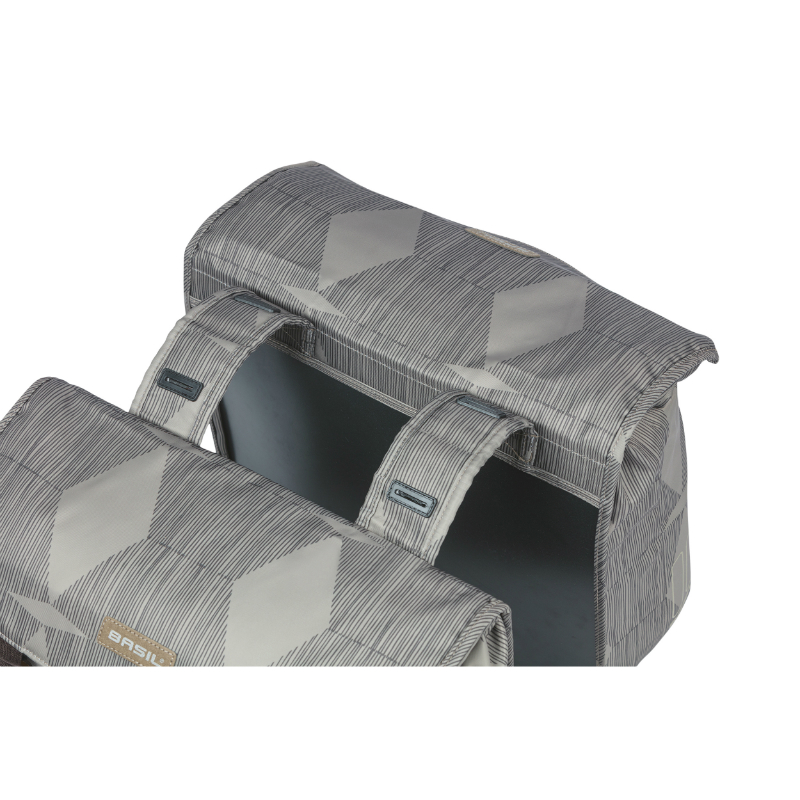 Sacoche arriere velo double Basil elegance 40L taupe fixation velcros sur porte bagage (49X36X8 CM) - vue 3