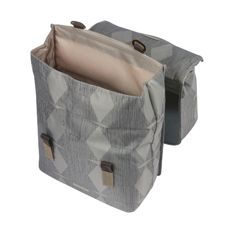 Sacoche arriere velo double Basil elegance 40L taupe fixation velcros sur porte bagage (49X36X8 CM) - vue 5