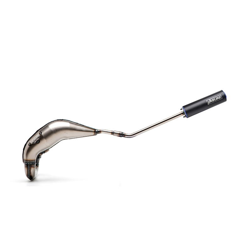 Pot 50 a boite Yasuni cross verni pour derbi 50 senda, senda r 2000+, supermotard 2000-gilera 50 SMT 2000+, RCR 2000+-bultaco astro, lobito (passage haut) (silencieux noir-bleu) -TUB230TA