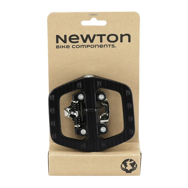 Pedale VTT automatique polyvalente Newton R63 avec 1 face shimano-spd a roulement noir alu D9-16 avec cales (paire) type shimano PD-EH500 - vue 4