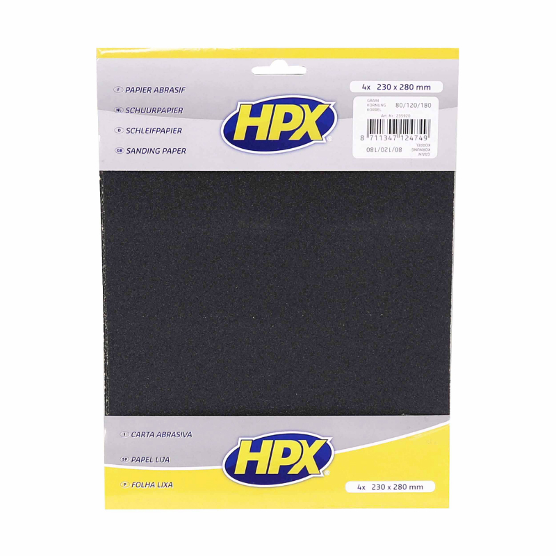 Papier a poncer Hpx P80 X1, P120 X2, P180 X1 (230MM x 280MM) (lot de 4 feuilles) - vue 2
