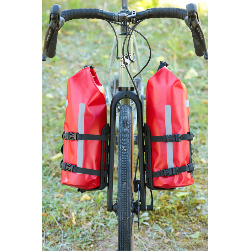 Sacoche de fourche velo Zefal z adventure fork pack rouge fixation sangles auto agrippantes (LG36.5CMXD15 - 6LITRES) (support fixation inclus) - vue 5