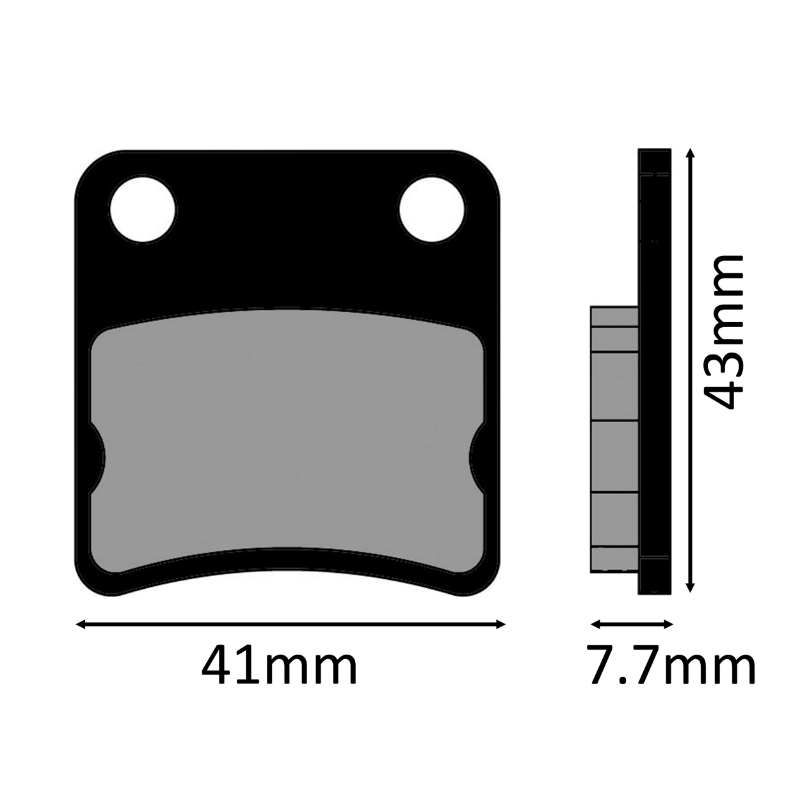 Plaquette de frein Polini Peugeot 50 Tweet 2014+ avant - Daelim 50 E-Five 2003+ avant - Cagiva 125 WR 1993+ arrière (L 41MM - H 43MM - P 7,7MM) - vue 2