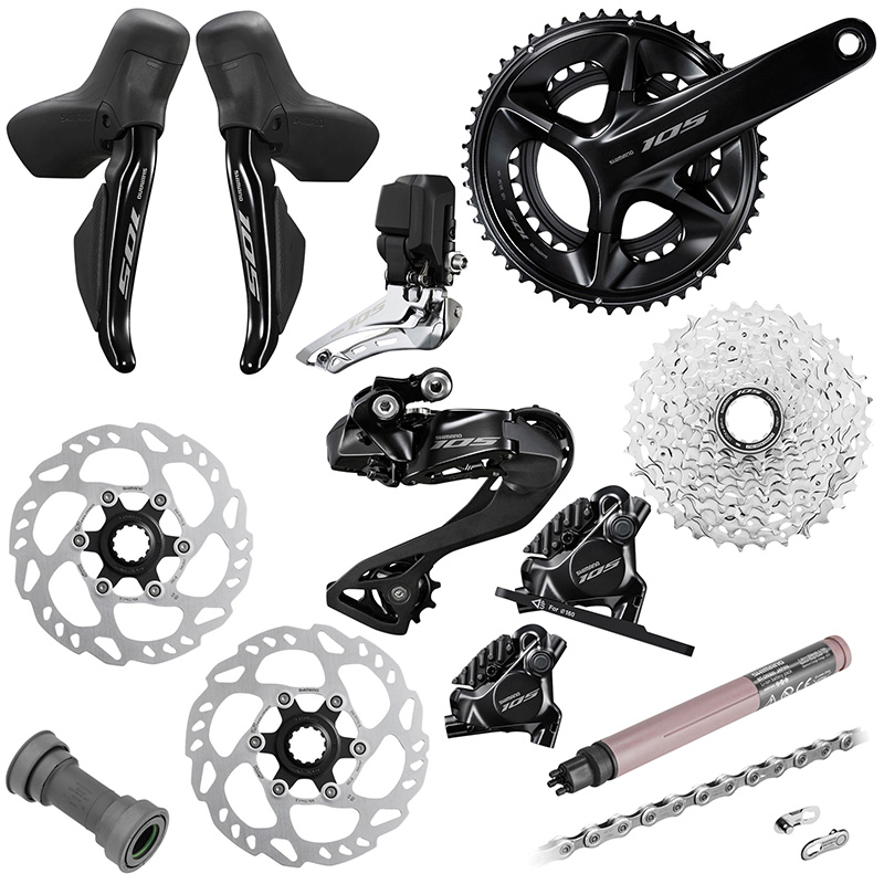 GROUPE ROUTE SHIMANO 105 Di2 R 7170 DISQUE NOIR 12V. 172.5 EN 50-34