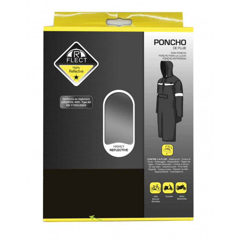 Poncho cape anti-pluie adulte Sélection P2R noir waterproof avec capuche taille 1,60 à 1,68 m - vue 7
