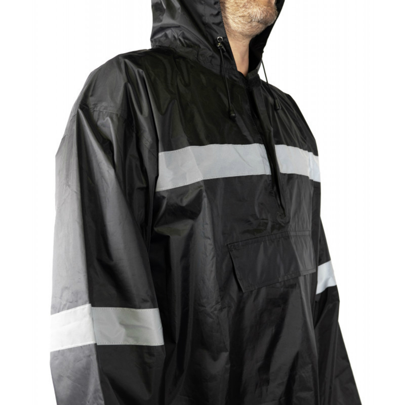 Poncho - cape anti pluie adulte P2R XL-XXL noir waterproof avec capuche - taille 1.78 à 1.88M - vue 2