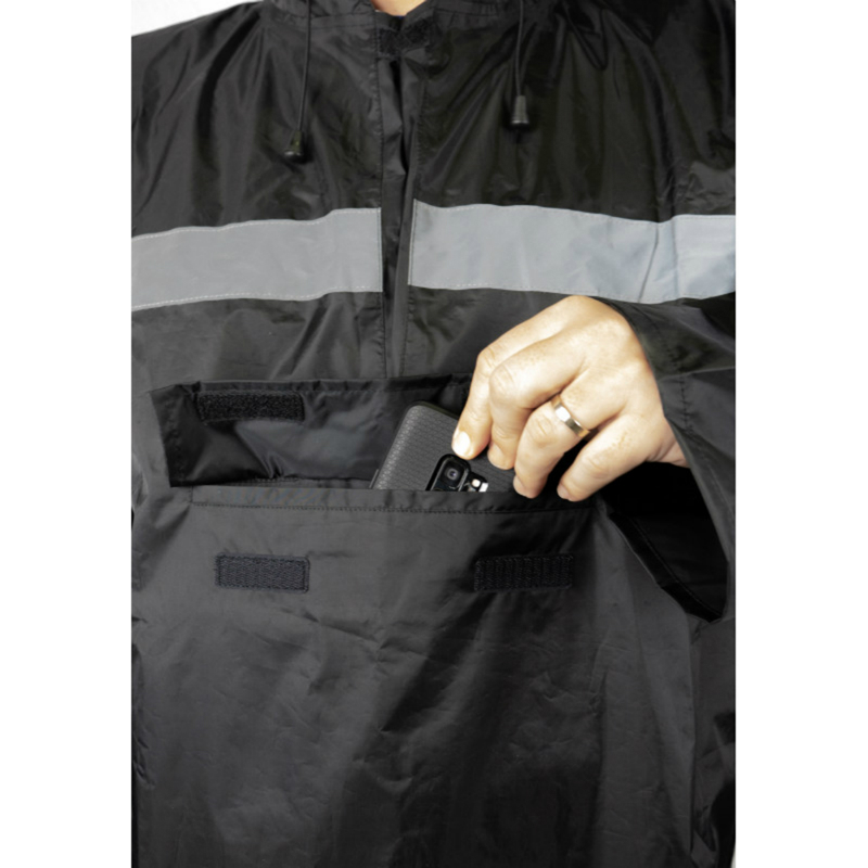 Poncho - cape anti pluie adulte P2R XL-XXL noir waterproof avec capuche - taille 1.78 à 1.88M - vue 5