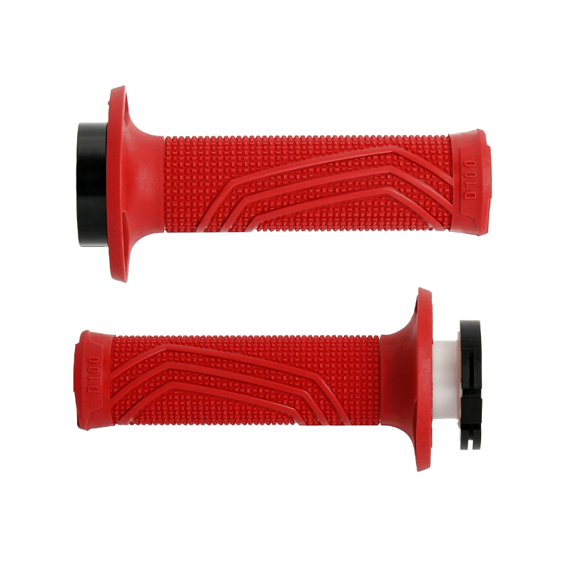 Revêtement de poignée Domino D100 off-road rouge avec lock-on 116-125 mm double câbles (paire) - vue 3