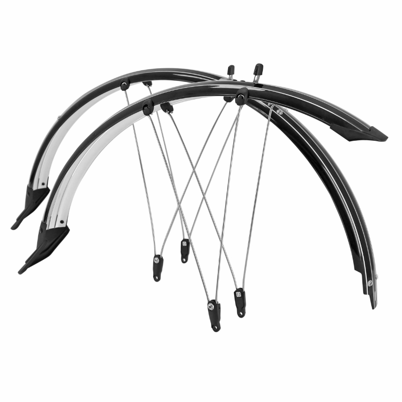 Garde-boue City-VTC tringles 28"-700x35 P2R Trekking plastique noir incassable largeur 60 mm (paire) - vue 2