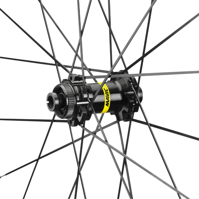 Roue gravel disque 700 Mavic allroad avant disque 6 trous tubeless ready axe traversant 12-100 noir jante 622-22 - vue 2