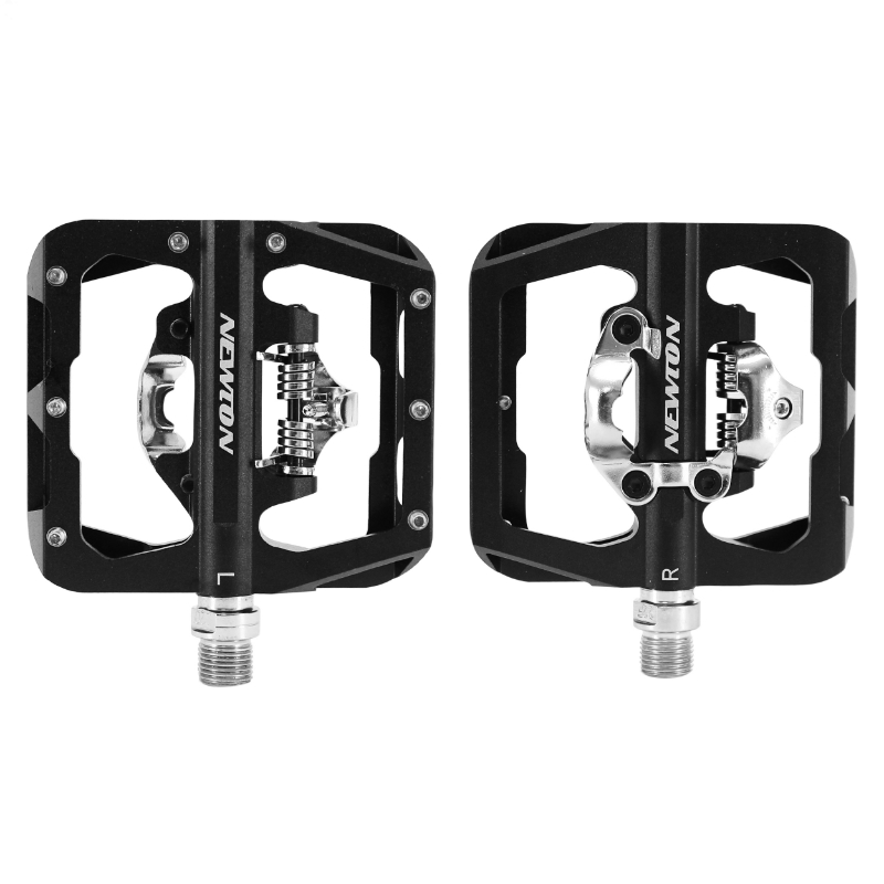 Pédales VTT plateforme Newton large automatique polyvalente 1 face classique et 1 face VP-SPD avec cales à roulement (paire) 104,5x102x30mm - vue 2