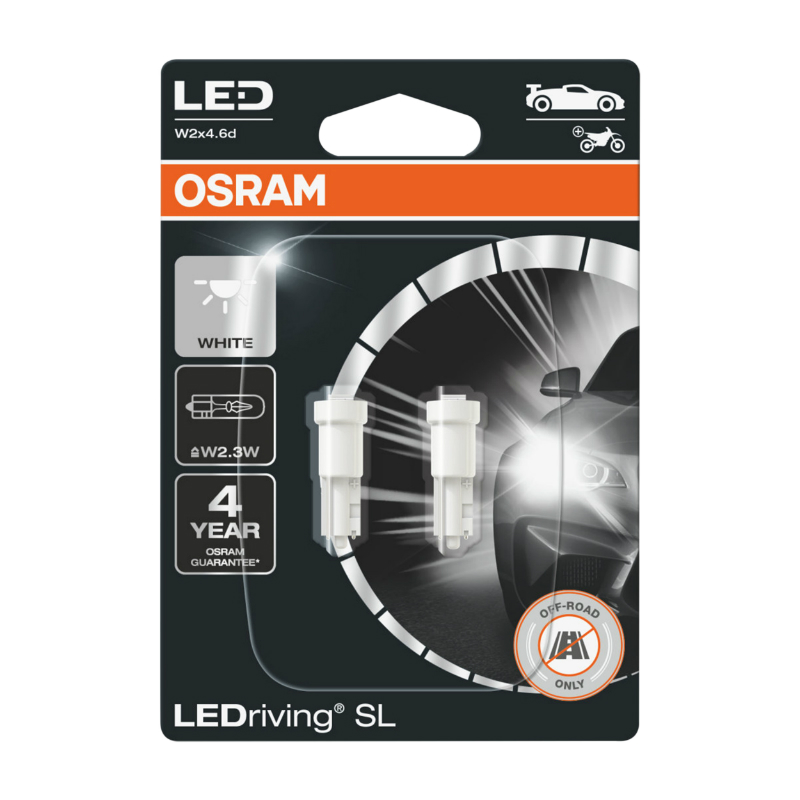 Ampoule LED 12V 0,25W culot W2X4,6D 6000K blanc froid OSRAM LedRiving T5-W2,3W (blister de 2) - vue 3
