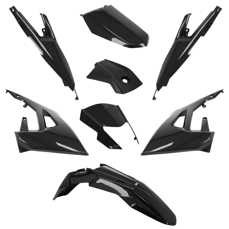Carrosserie-carénage 50 à boîte adaptable Derbi 50 Senda Xtreme 2018+ - Gilera 50 RCR 2018+ - SMT 2018+ noir brillant (kit 8 pièces) - vue 2